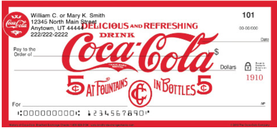 History of Coca-Cola(R) Personal Checks